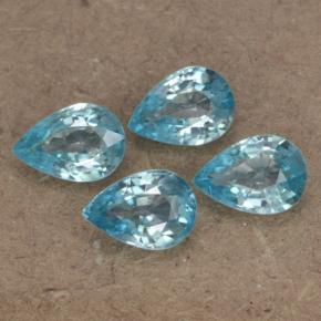 3.68 ctw Blue Zircon Stones, Natural Zircon in Pear Facet Shape for Sale