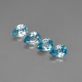 4.84 ct Blue Zircon Gemstone, Zircon Gem in Pear Facet Shape for Sale.