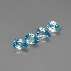 4.84 ct Blue Zircon Stone, Natural Zircon in Pear Facet Shape for Sale
