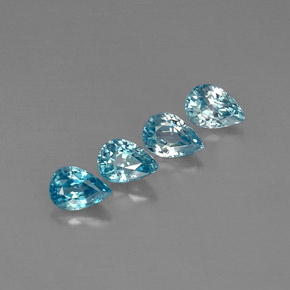 4.78 ct Blue Zircon Gemstone, Zircon Gem in Pear Facet Shape for Sale.