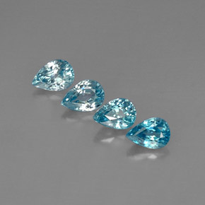 4.78 ct Blue Zircon Stone, Natural Zircon in Pear Facet Shape for Sale