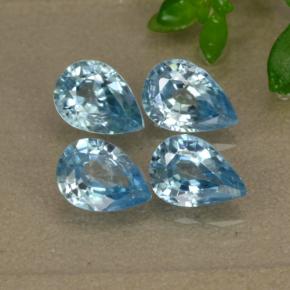 4.14 ctw Blue Zircon Gemstones, Zircon Gems in Pear Facet Shape for Sale.