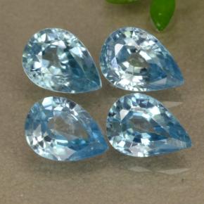 4.14 ctw Blue Zircon Stones, Natural Zircon in Pear Facet Shape for Sale