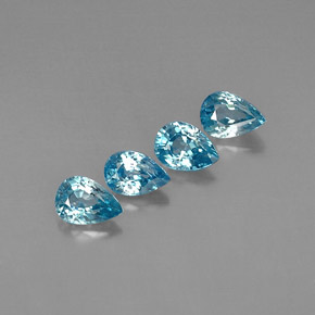 4.42 ct Blue Zircon Gemstone, Zircon Gem in Pear Facet Shape for Sale.