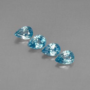 4.42 ct Blue Zircon Stone, Natural Zircon in Pear Facet Shape for Sale