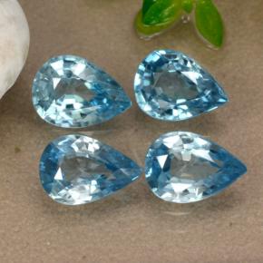 3.79 ctw Blue Zircon Gemstones, Zircon Gems in Pear Facet Shape for Sale.