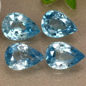 3.79 ctw Blue Zircon Stones, Natural Zircon in Pear Facet Shape for Sale