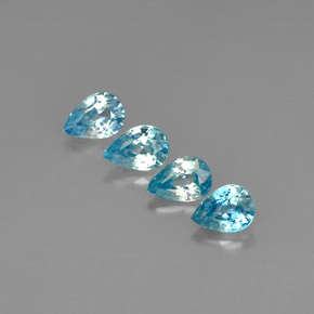 4.07 ctw Blue Zircon Gemstones, Zircon Gems in Pear Facet Shape for Sale.