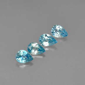 4.07 ctw Blue Zircon Stones, Natural Zircon in Pear Facet Shape for Sale