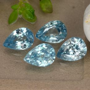 4.33 ctw Blue Zircon Stones, Natural Zircon in Pear Facet Shape for Sale