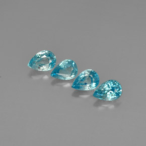 4.52 ct Blue Zircon Gemstone, Zircon Gem in Pear Facet Shape for Sale.