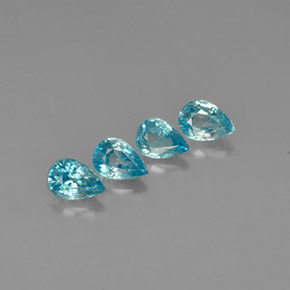 4.52 ct Blue Zircon Stone, Natural Zircon in Pear Facet Shape for Sale