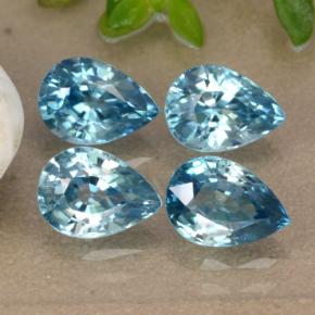 4.53 ctw Blue Zircon Gemstones, Zircon Gems in Pear Facet Shape for Sale.