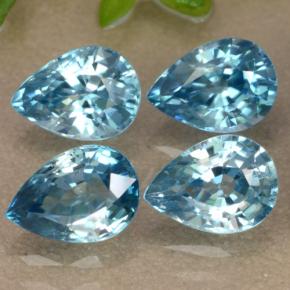 4.53 ctw Blue Zircon Stones, Natural Zircon in Pear Facet Shape for Sale