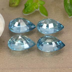 Zircon Gemstones in 7 x 5 mm (calibrated) Size for Sale, Zircon Stones in Swiss Blue Color