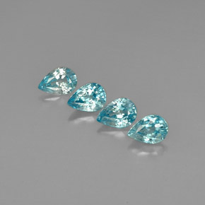 4.48 ct Blue Zircon Gemstone, Zircon Gem in Pear Facet Shape for Sale.