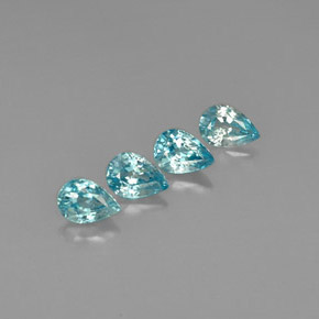 4.48 ct Blue Zircon Stone, Natural Zircon in Pear Facet Shape for Sale