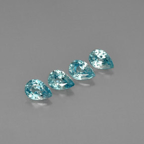 4.09 ct Blue Zircon Stone, Natural Zircon in Pear Facet Shape for Sale