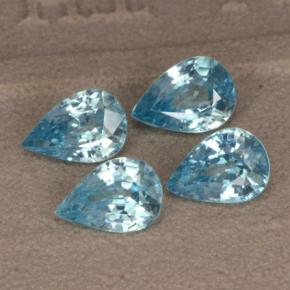 3.66 ctw Blue Zircon Stones, Natural Zircon in Pear Facet Shape for Sale