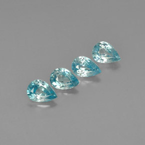 3.82 ct Blue Zircon Stone, Natural Zircon in Pear Facet Shape for Sale