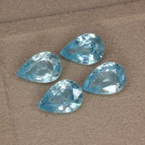 3.60 ctw Blue Zircon Gemstones, Zircon Gems in Pear Facet Shape for Sale.