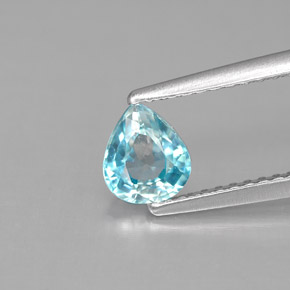 0.87 ct Blue Zircon Gemstone, Zircon Gem in Pear Facet Shape for Sale.