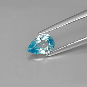 0.82 ct Blue Zircon Gemstone, Zircon Gem in Pear Facet Shape for Sale.