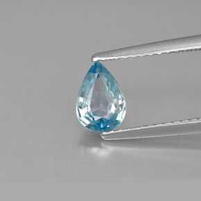 1.03 ct Blue Zircon Gemstone, Zircon Gem in Pear Facet Shape for Sale.