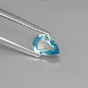 1.03 ct Blue Zircon Stone, Natural Zircon in Pear Facet Shape for Sale