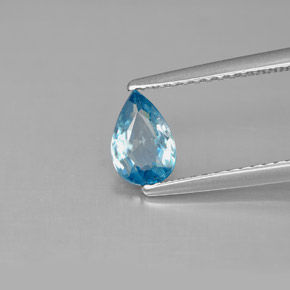 0.81 ct Blue Zircon Gemstone, Zircon Gem in Pear Facet Shape for Sale.