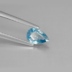 0.81 ct Blue Zircon Stone, Natural Zircon in Pear Facet Shape for Sale