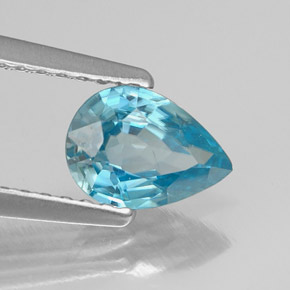 0.99 ct Blue Zircon Stone, Natural Zircon in Pear Facet Shape for Sale