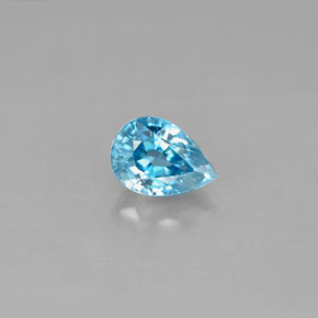 1.23 ct Blue Zircon Gemstone, Zircon Gem in Pear Facet Shape for Sale.