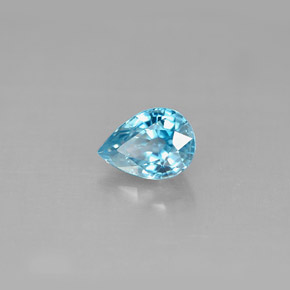 1.23 ct Blue Zircon Stone, Natural Zircon in Pear Facet Shape for Sale
