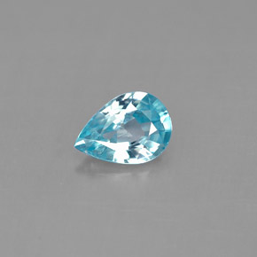 0.84 ct Blue Zircon Gemstone, Zircon Gem in Pear Facet Shape for Sale.