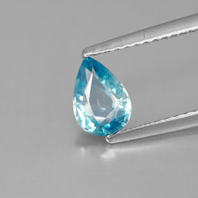 0.99 ct Blue Zircon Gemstone, Zircon Gem in Pear Facet Shape for Sale.