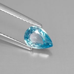 0.99 ct Blue Zircon Stone, Natural Zircon in Pear Facet Shape for Sale