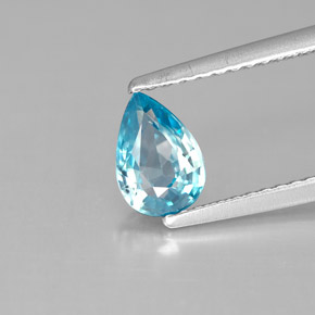 1.05 ct Blue Zircon Gemstone, Zircon Gem in Pear Facet Shape for Sale.