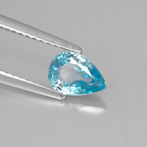 1.05 ct Blue Zircon Stone, Natural Zircon in Pear Facet Shape for Sale