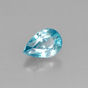 1.28 ct Blue Zircon Stone, Natural Zircon in Pear Facet Shape for Sale