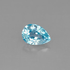 1.09 ct Blue Zircon Gemstone, Zircon Gem in Pear Facet Shape for Sale.