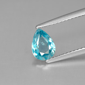 1.02 ct Blue Zircon Gemstone, Zircon Gem in Pear Facet Shape for Sale.