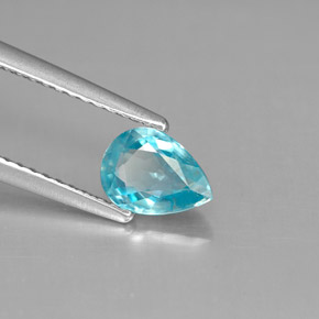 1.02 ct Blue Zircon Stone, Natural Zircon in Pear Facet Shape for Sale