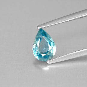 1.00 ct Blue Zircon Gemstone, Zircon Gem in Pear Facet Shape for Sale.