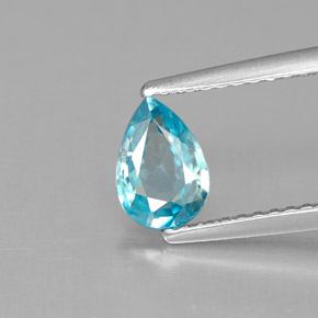 0.89 ct Blue Zircon Gemstone, Zircon Gem in Pear Facet Shape for Sale.