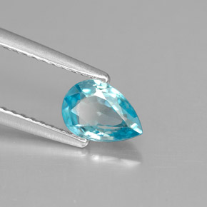 0.89 ct Blue Zircon Stone, Natural Zircon in Pear Facet Shape for Sale