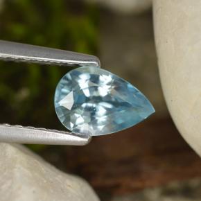 0.92 ct Blue Zircon Gemstone, Zircon Gem in Pear Facet Shape for Sale.