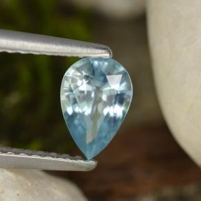 0.92 ct Blue Zircon Stone, Natural Zircon in Pear Facet Shape for Sale