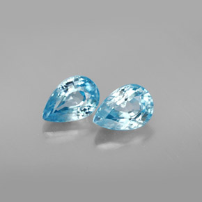 2.54 ct Blue Zircon Gemstone, Zircon Gem in Pear Facet Shape for Sale.