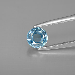 1.17 ct Blue Zircon Gemstone, Zircon Gem in Round Facet Shape for Sale.